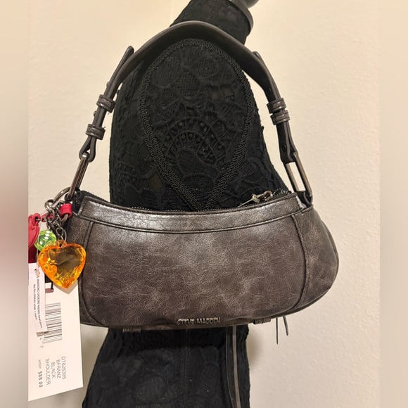 Steve Madden Charcoal Shoulder Bag with Red Charm - Picture 5 of 6